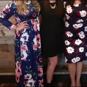 Navy maxi dress with floral print